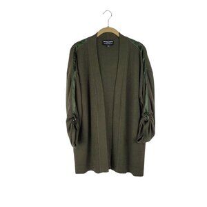 Frank Lyman Open Front Cardigan 3/4 Sleeve Olive Green Knit Coverup Size XL